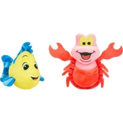 Disney Flounder & Sebastian Plush Squeaky Dog Toy, 2 Count