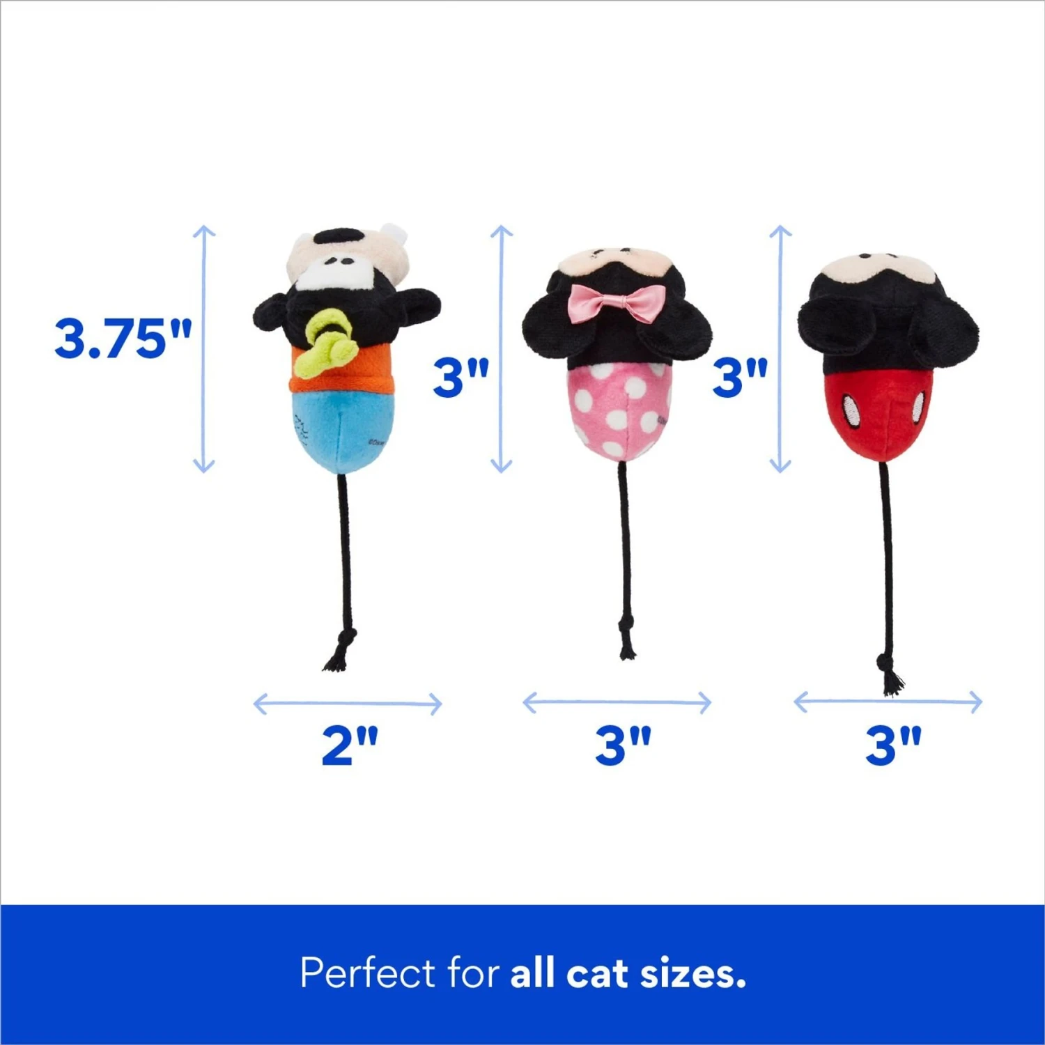 Disney Mickey & Friends Plush Mice Cat Toy With Catnip, 3 Count 2 Disney Mickey & Friends Plush Mice Cat Toy With Catnip, 3 Count - Image 2