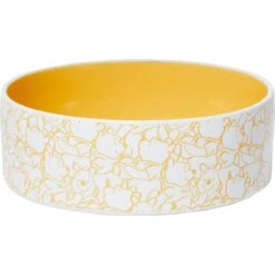 Disney 3 Disney Winnie The Pooh Non-Skid Ceramic Dog & Cat Bowl, Yellow
