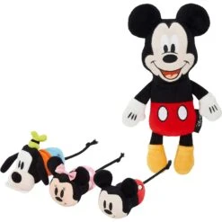 Disney Mickey & Friends Plush Mice Cat Toy With Catnip, 3 Count & Disney Mickey Mouse Plush Kicker Cat Toy With Catnip