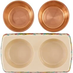 Disney Minnie Mouse Summer Bamboo Melamine Stainless Steel Double Dog & Cat Bowl -Disney 315343 PT4. AC SS1800 V1646327663