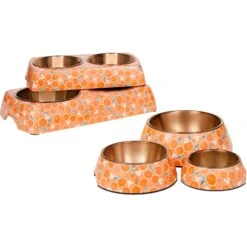 Disney Mickey Mouse Orange Bamboo Melamine Stainless Steel Double Dog & Cat Bowl -Disney 315350 PT8. AC SS1800 V1647288884