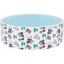 Disney 7 Disney Mickey Mouse Americana Non-Skid Ceramic Dog & Cat Bowl
