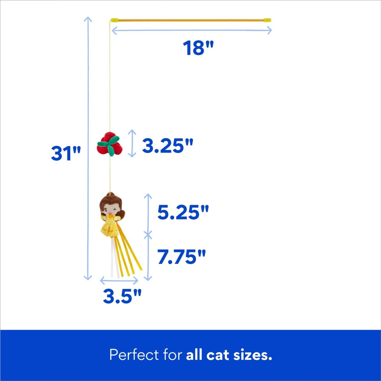 Disney Princess Belle Teaser Wand Cat Toy With Catnip 2 Disney Princess Belle Teaser Wand Cat Toy With Catnip - Image 2