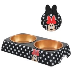 Disney Minnie Mouse Peek-A-Boo Silicone Dog & Cat Can Cover & Disney Minnie Mouse Peek-A-Boo Melamine Stainless Steel Double Dog & Cat Bowl