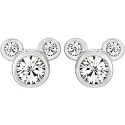 Disney Mickey & Minnie Head Earrings - Silver/Transparent