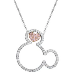 Disney Sterling Cubic Zirconia Heart Mickey Necklace